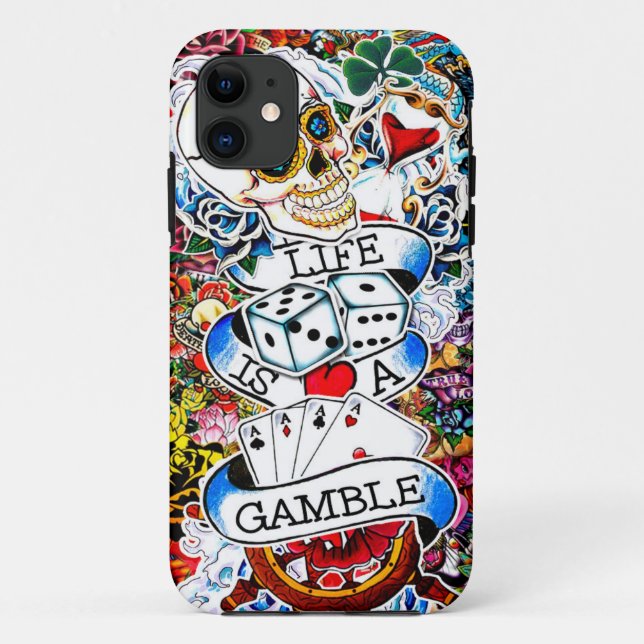 LIFE IS A GAMBLE TATTOO ART Case-Mate iPhone CASE (Back)