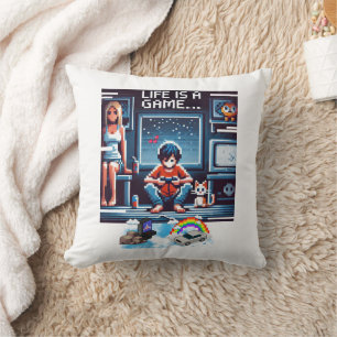 Life Is A Game.. #Part2 (8bit) (gamer gift) #03 Cushion