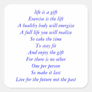 Life is a gift poem square sticker