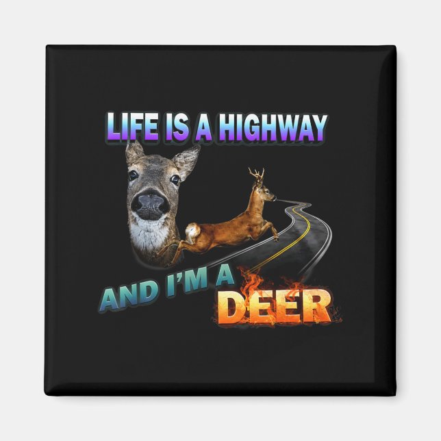Life Is A Highway And Im A Deer Magnet (Front)