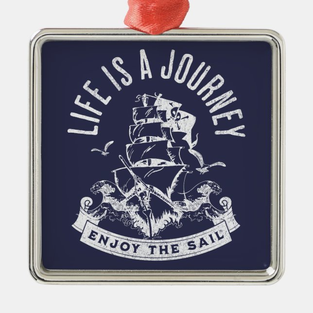 Life is a journey, enjoy the sail metal tree decoration (Front)