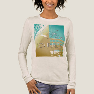 "Life is a Journey" in Tan Teal Yellow Abstract Tri-Blend Shirt