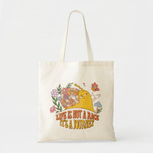 Life Is a Journey - Snail, Mushroom, Flower Tote Bag