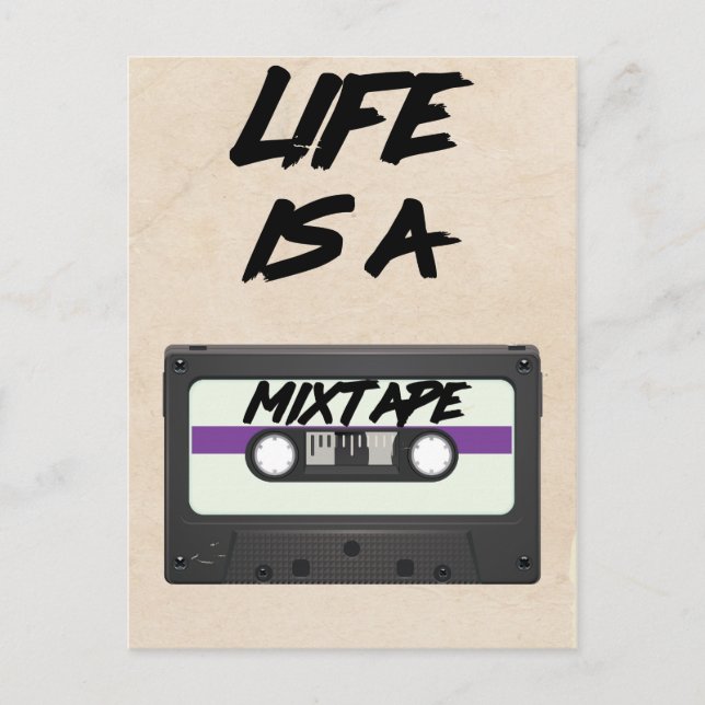 life is a mixtape inspirational quote postcard (Front)