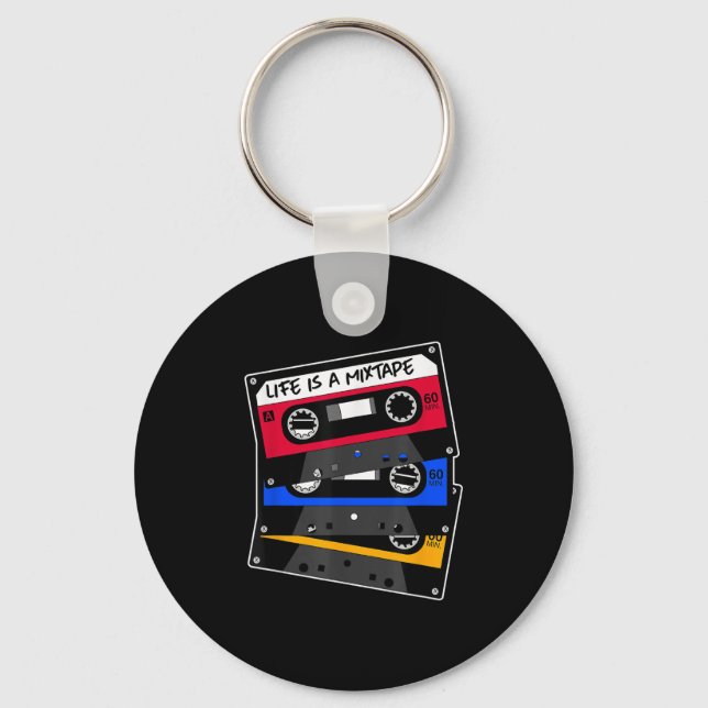 Life Is A Mixtape Old School Cette Tape  Key Ring (Front)