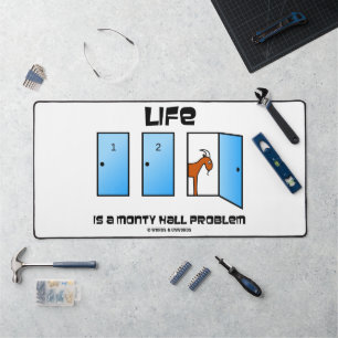 Life Is A Monty Hall Problem Three Doors Humour Desk Mat