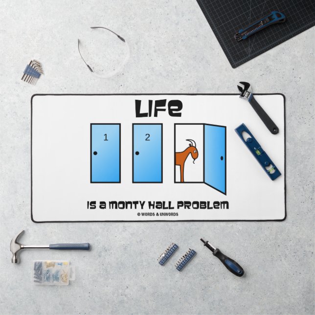 Life Is A Monty Hall Problem Three Doors Humour Desk Mat (Workstation)