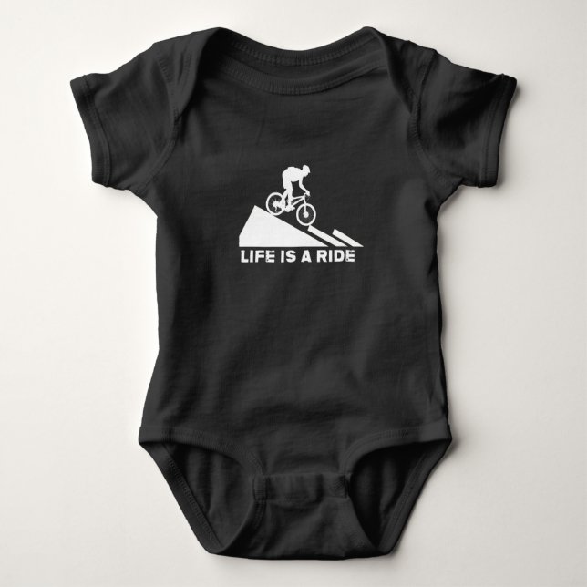 Life Is A Ride, Mountain Bike Gift Baby Bodysuit (Front)