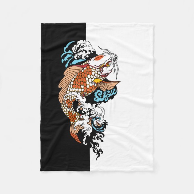 Life is about balance. Japanese koi carp fish Fleece Blanket (Front)