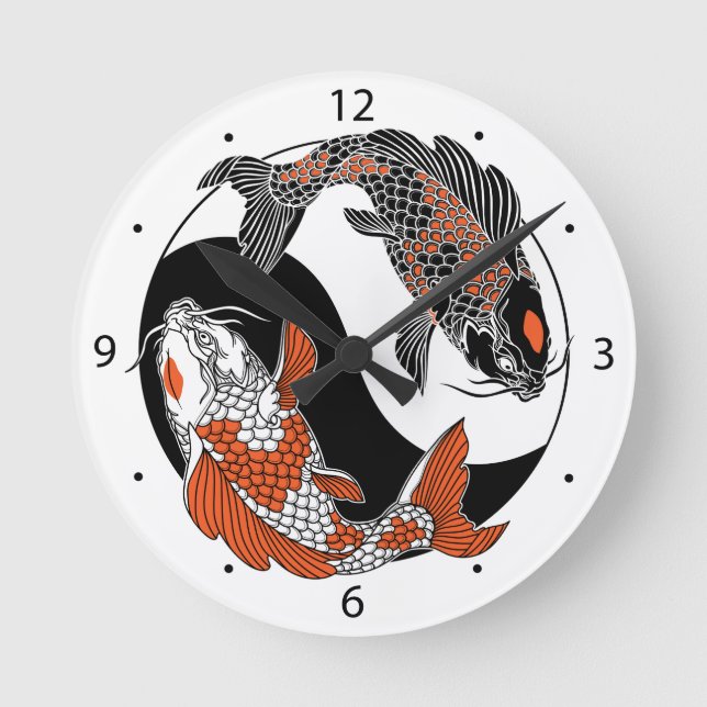 life is about balance. Japanese koi carp fish Round Clock (Front)