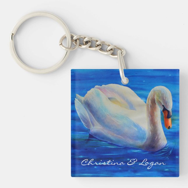 Life is about the Journey - Monogram -swan Key Ring (Front)