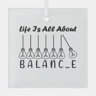 Life is all about balance motivational inspiration glass tree decoration