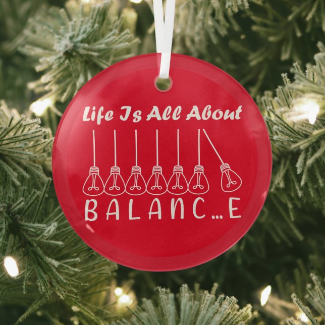 Life is all about balance motivational inspiration glass tree decoration (Insitu)