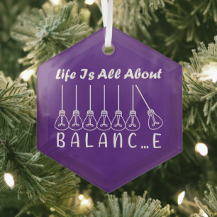 Life is all about balance motivational inspiration glass tree decoration