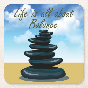 Life is All About Balance Square Paper Coaster