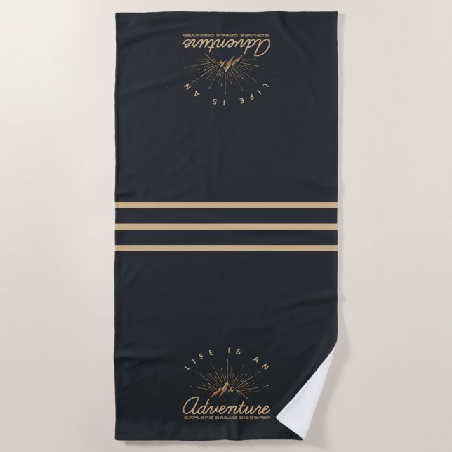 Life is an Adventure Explore Dream Discover Beach Towel (Front)