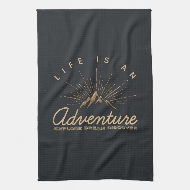 Life is an Adventure Explore Dream Discover Tea Towel (Vertical)
