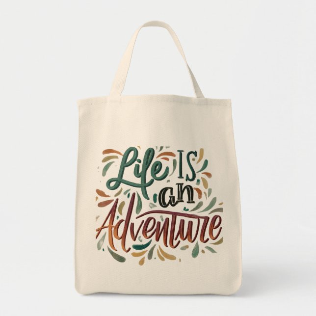 Life is an Adventure Grocery Tote Bag (Front)