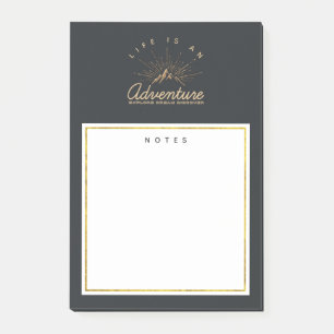Life is an Adventure Mountain with Golden Sunrays Post-it Notes