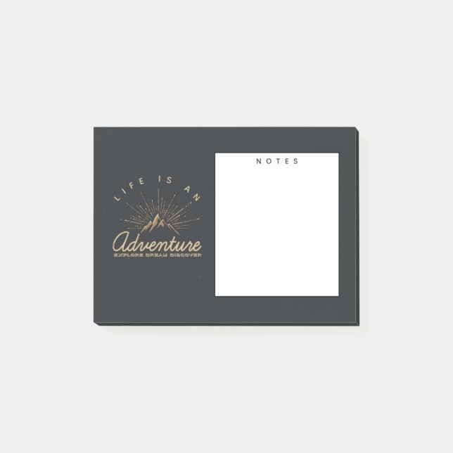 Life is an Adventure Mountain with Golden Sunrays Post-it Notes (Front)