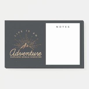 Life is an Adventure Mountain with Sunrays Post-it Notes