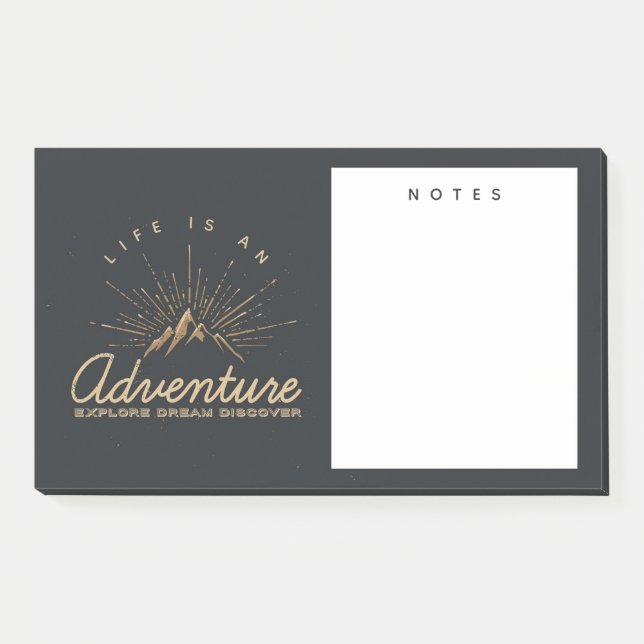 Life is an Adventure Mountain with Sunrays Post-it Notes (Front)