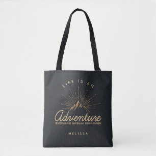 Life is an Adventure Mountain with Sunrays Tote Bag