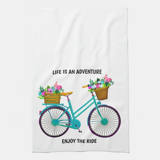 Life is an adventure tea towel (Vertical)