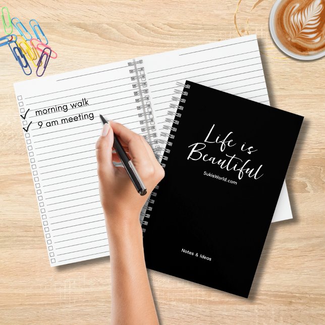 Life is Beautiful Blog Website Black Checklist Notebook (Creator Uploaded)