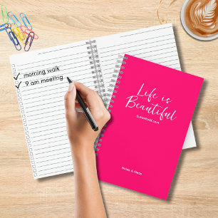 Life is Beautiful Blog Website Pink Checklist Notebook