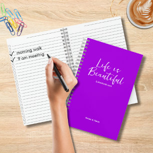Life is Beautiful Blog Website Purple Checklist Notebook