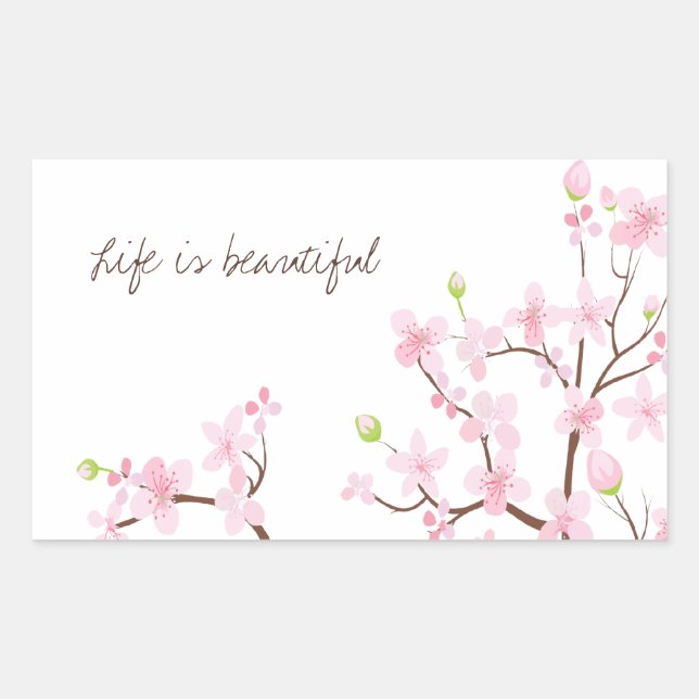 Life is Beautiful Cherry Blossoms Sticker (Front)