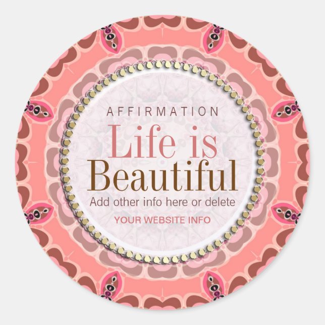 Life is Beautiful Earth Pinks Tribal Sticker (Front)