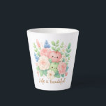 Life Is Beautiful Fruit  Latte Mug<br><div class="desc">A charming small latte mug featuring a smiling apple and pear surrounded by soft pastel florals,  paired with the uplifting message Life is Beautiful. The whimsical fruit‑and‑botanical artwork brings warmth and positivity to morning rituals,  cozy breaks,  and thoughtful gifting for women who appreciate cheerful,  elegant,  beautifully illustrated drinkware.</div>