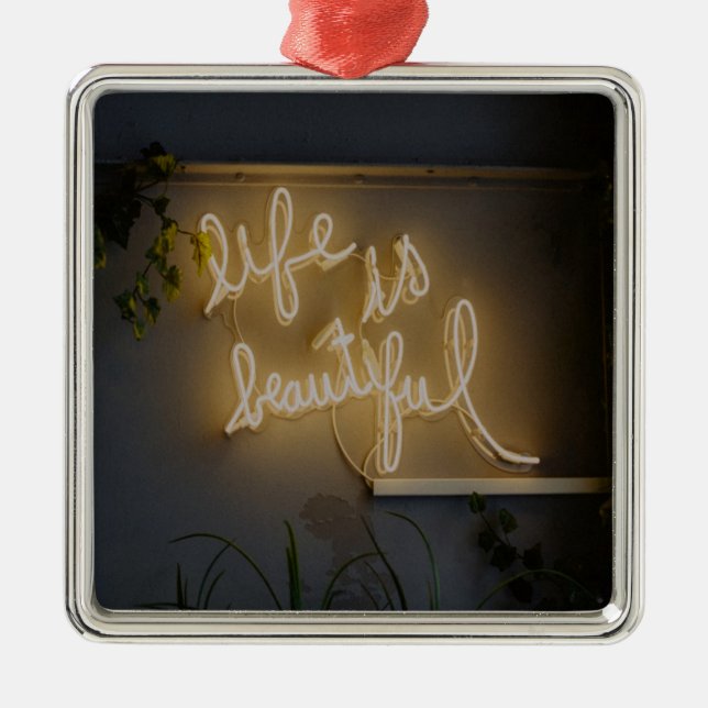 Life is Beautiful Neon Lights Metal Tree Decoration (Front)