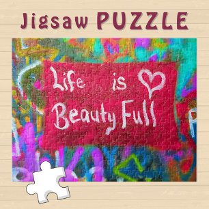 Life is beautiful on Graffiti Wall - Jigsaw Puzzle