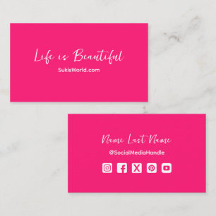 Life is Beautiful Pink Website Blog Social Media Business Card