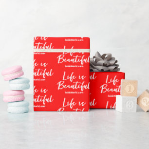 Life is Beautiful Red Blog Brand Website Wrapping Paper