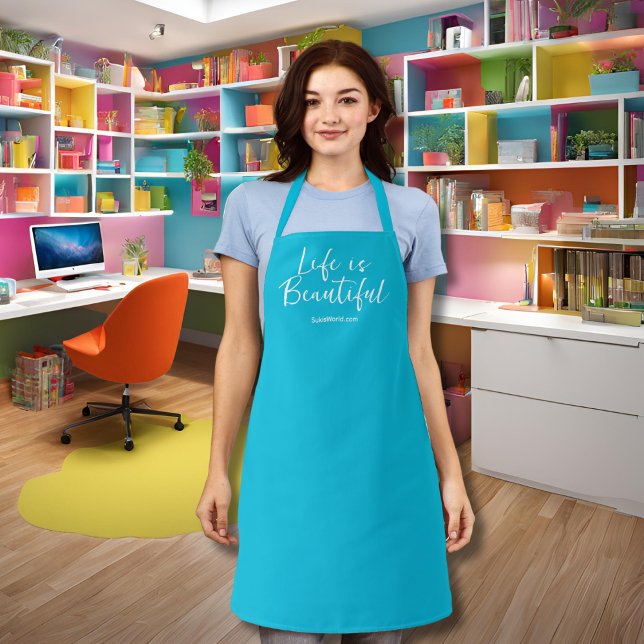 Life Is Beautiful | Turquoise Business Blog Brand Apron (Creator Uploaded)