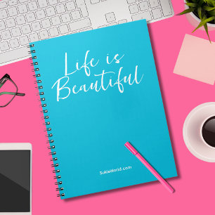 Life Is Beautiful   Turquoise Business Blog Brand Notebook