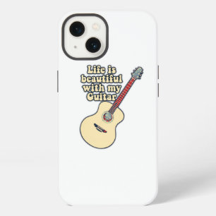 Life is beautiful with my guitar. positive words iPhone 13 case