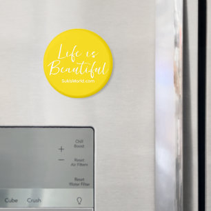 Life is Beautiful Yellow Brand Blog Website  Magnet
