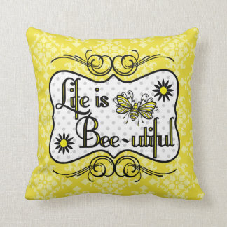Life is Bee-utiful Personalised Pillow (Yellow)