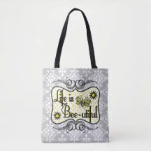 Life is Bee-utiful Tote Bag (Grey)