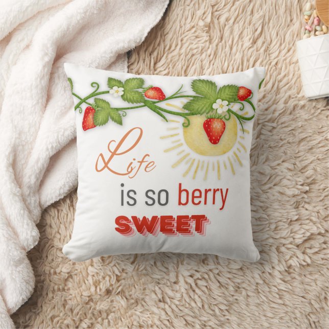 Life is Berry Sweet Throw Pillow (Blanket)