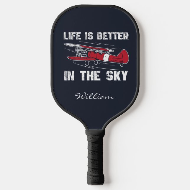 Life is Better Aeroplane Pilot Retirement Pickleball Paddle (Front)