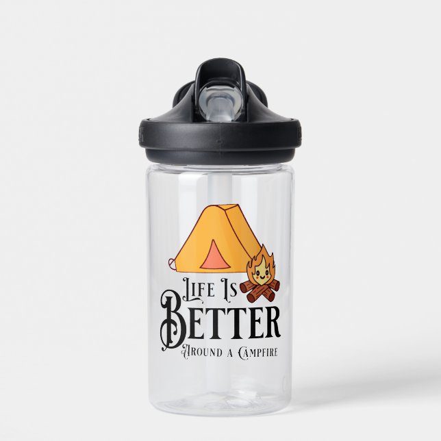 Life is Better around a Campfire Water Bottle (Front)