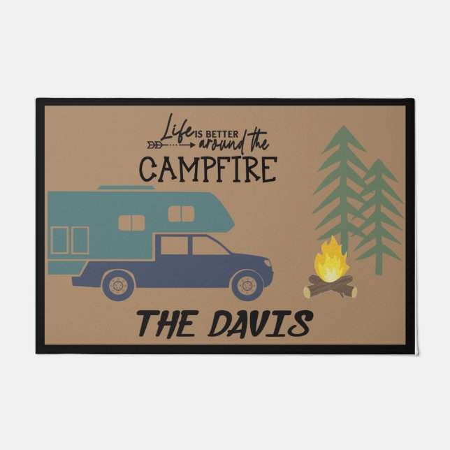 Life Is Better Around The Campfire Personalised  Doormat (Front)