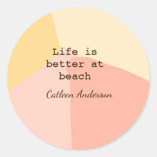 Life is better at beach yellow orange boho rustic classic round sticker