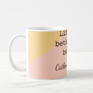 Life is better at beach yellow orange boho rustic coffee mug